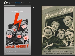 Szokujące. Plakat propagandowy Strajku Kobiet wzorowany na nazistowskim
