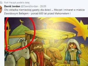 Kuriozum w niemieckiej gazetce dla dzieci. W tle stajenki Dzieciątka Jezus jest... meczet
