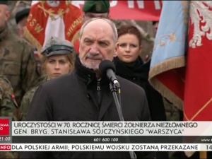 [video] A.Macierewicz: "Dzisiaj Wojsko Polskie przejmuje wartości Żołnierzy Niezłomnych"