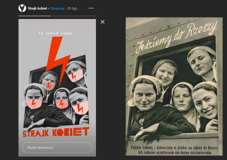 plakat Julii Mirny. Kolaż z nazistowskiego plakatu propagandowego Szokujące. Plakat propagandowy 