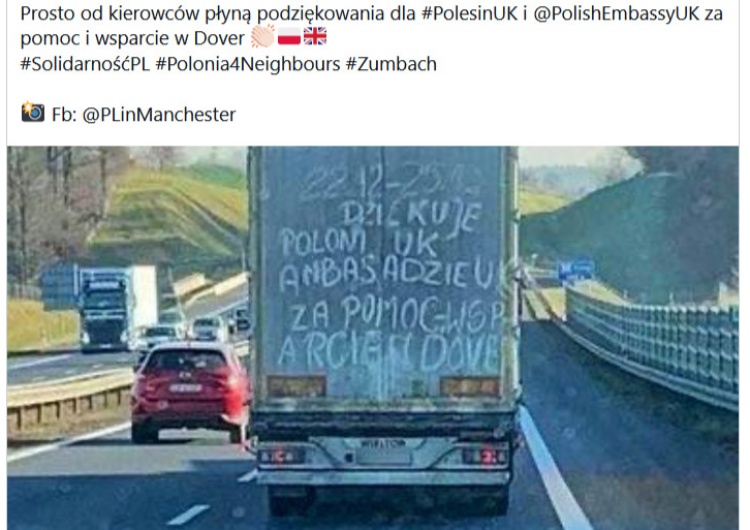 podziękowania dla polskiej misji medycznej [FOTO] Wzruszające podziękowania Polakom za akcję w Dover namazane na naczepie TIRa