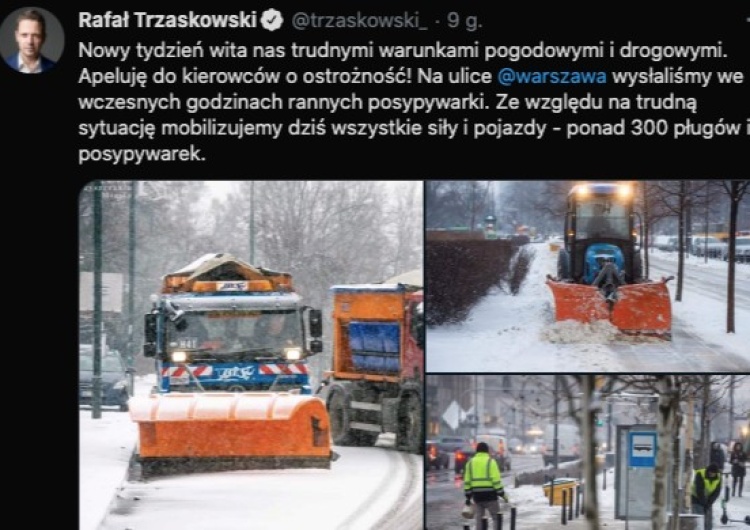  Prezydent Warszawy publikuje zdjęcia piaskarek z zeszłego roku?
