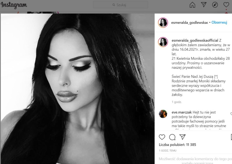 profil Esmeraldy Godlewskiej, Instagram