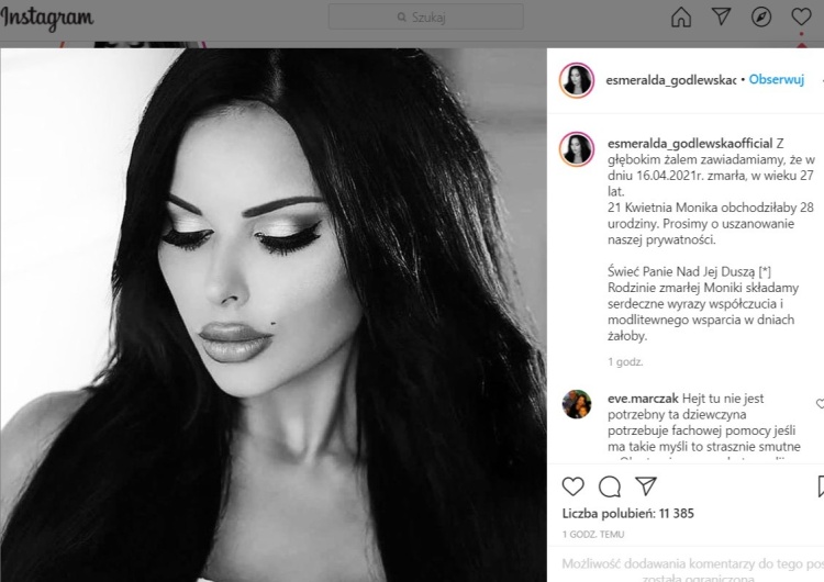 post o rzekomej śmierci Esmeraldy Godlewskiej Nowe informacje.
