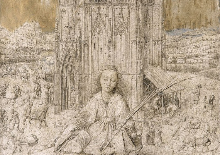 św. Barbara. Rysunek van Eycka Dziś Barbórka. Redakcje 