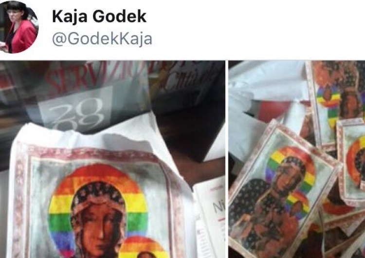  W Płocku rozklejono plakaty z Matką Bożą w aureoli z tęczy LGBT