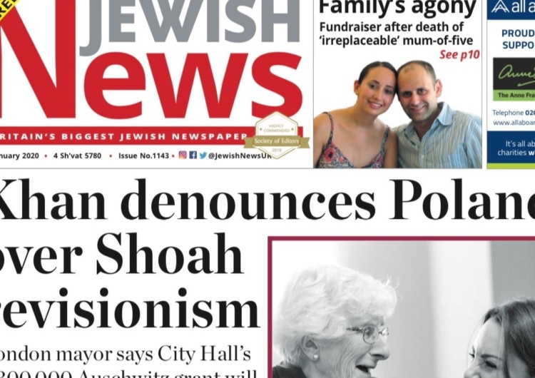  Wielka Brytania: Burmistrz Londynu na okładce żydowskiego pisma "potępia Polskę" za rewizjonizm Zagłady