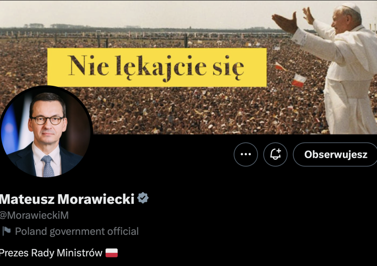 zdjęcie w tle na profilu premiera Morawieckiego Wymowny gest premiera Morawieckiego po tym, jak TVN24 zaatakował św. Jana Pawła II
