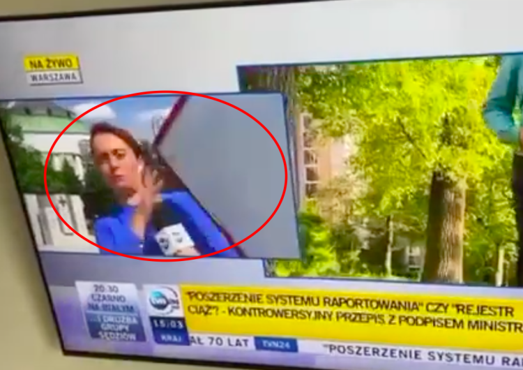  [WIDEO] Wpadka na antenie TVN24. Reporterka oberwała w twarz 