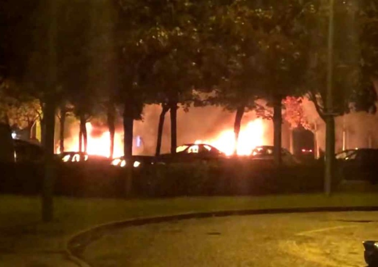 Podpalone pojazdy Francja. Zamieszki z policją w mieście Alencon. Spalono 24 pojazdy [WIDEO]