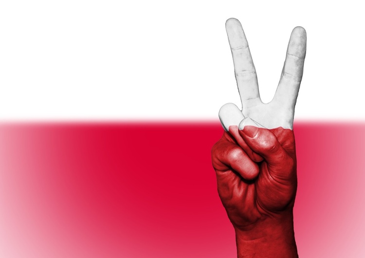 Polska flaga z gestem 