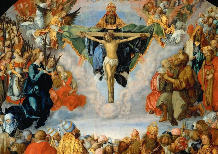 Wszyscy święci, obraz pędzla Albrechta Dürera z ołtarza w Landau z 1511 roku 1 listopada: Kościół obchodzi uroczystość Wszystkich Świętych