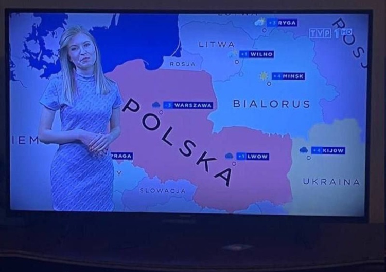 Rosyjska propaganda. Rzekomy screen z TVP Prognoza pogody w TVP z Polską obejmującą pół Ukrainy? Nie, to rosyjska propaganda [FOTO]