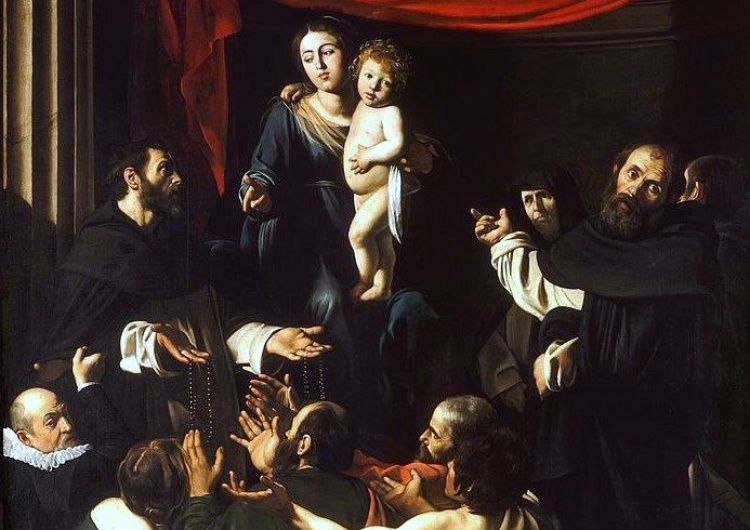 Michelangelo Caravaggio – Madonna Różańcowa Wspomnienie Najświętszej Maryi Panny Różańcowej